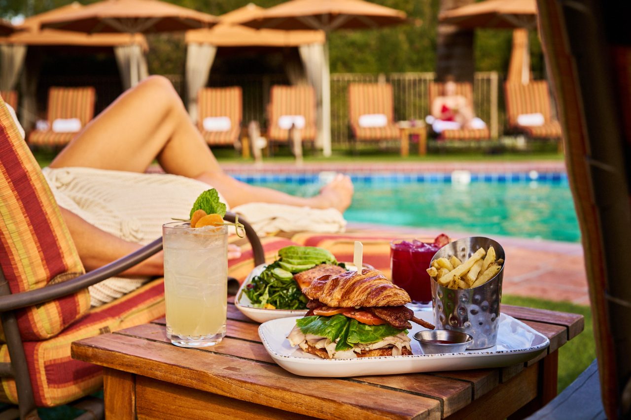 Poolside dining at LON's at The Hermosa Inn.